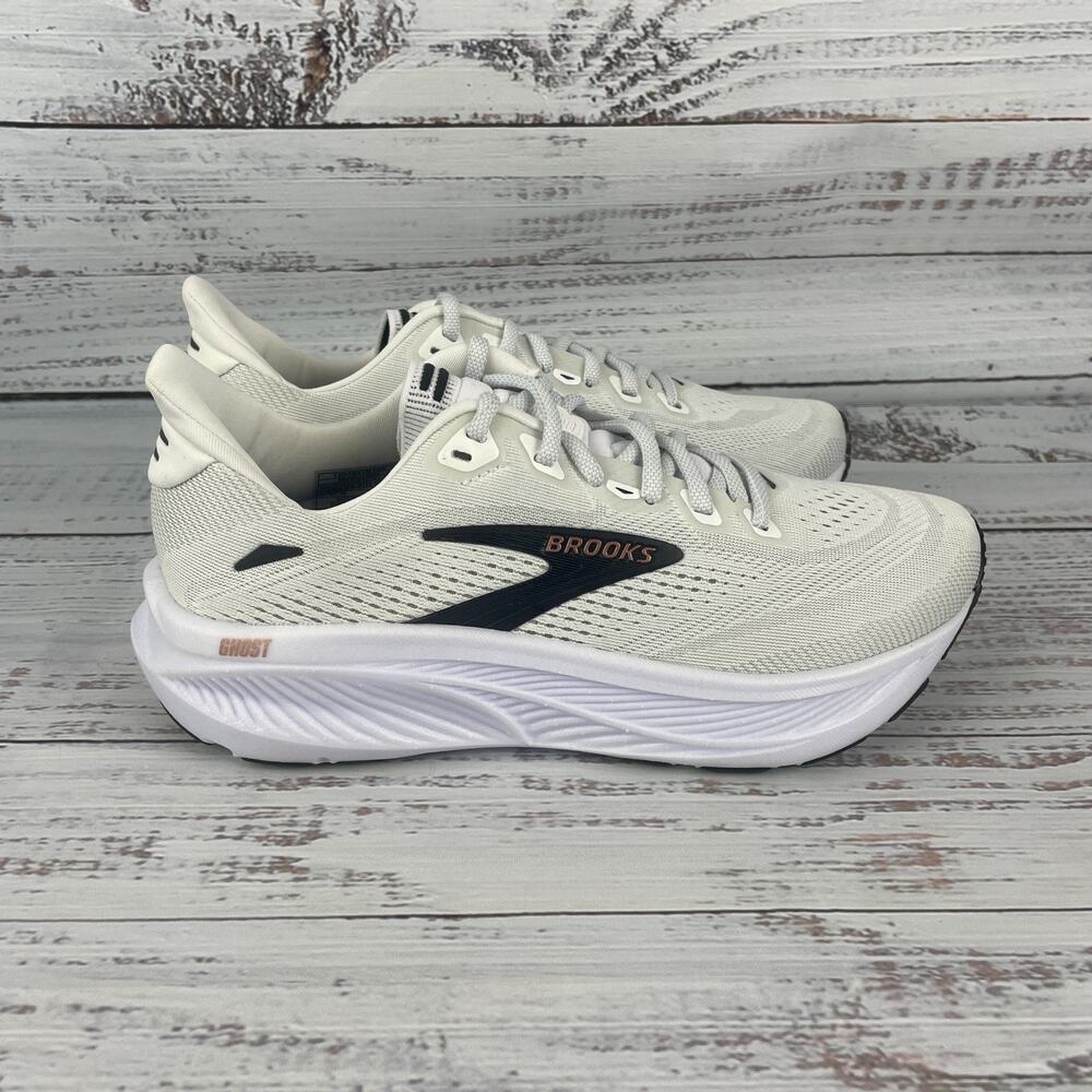 Brooks Ghost 18 Womens Sz 7.5B Running Shoes White Black Rose Gold - Picture 4 of 11